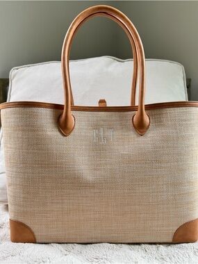 Mark and Graham Montauk Raffia Tote in Camel